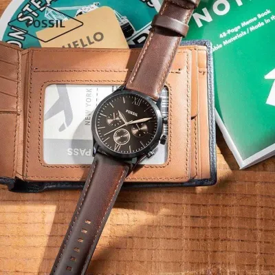 Fen more Multifunction Brown Leather Watch